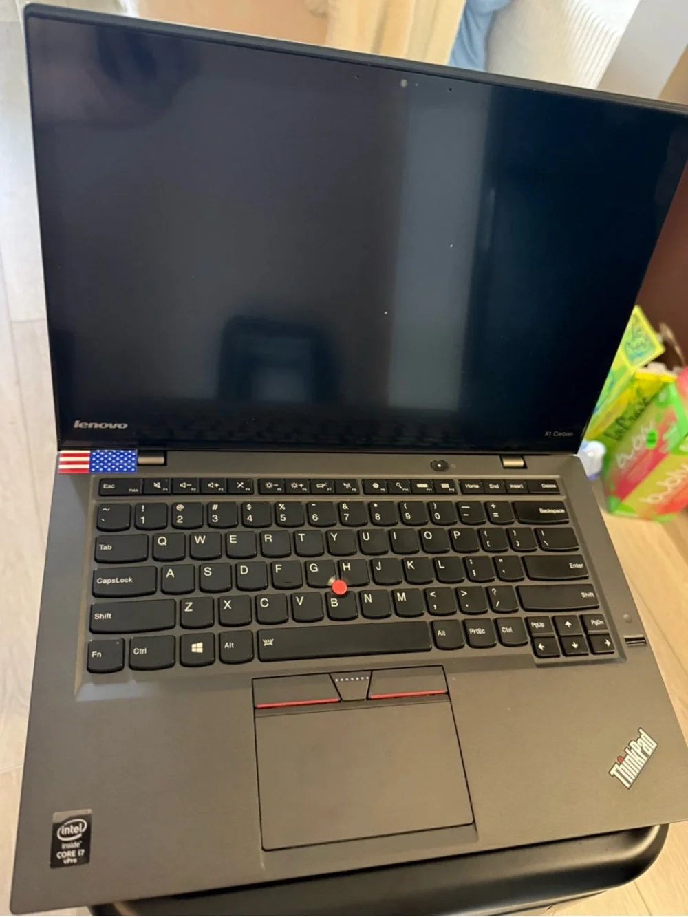 Lenovo Black Laptop with Red TrackPoint and Trim